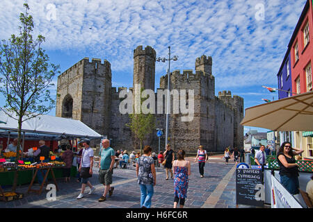 Caernarfon Castle, Gwynedd, Nordwales, UK Stockfoto