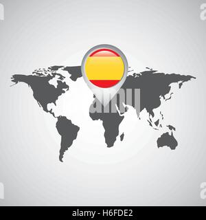 Spanien Flagge Pin Karte Design Vektor Illustration Eps 10 Stock Vektor