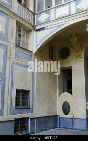 Palazzo Nicolosio Lomellino Hof; Weltkulturerbe UNESCO Website Via Garibaldi-7; Rolli Paläste; Genua; Ligurien; Italien, Europa Stockfoto