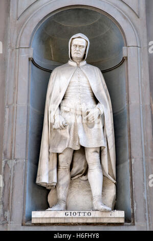 Statue von Giotto, Uffizien Kunstmuseum Galleria Degli Uffici, Florenz, Toskana, Italien, Europa Stockfoto