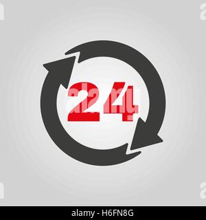 Das rund um die Uhr-Symbol. Twenty-Four Stunden öffnen Symbol. Flache Vektor-illustration Stock Vektor