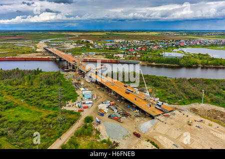 Brücke-Baustelle. Tyumen. Russland Stockfoto