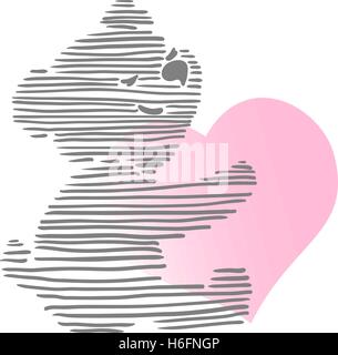 Netter kleiner Teddy Bär hält Herz Stock Vektor