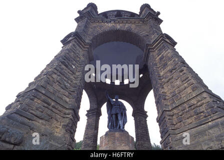 Deutschland, Nordrhein Westfalen, Porta Westfalica, Kaiser-Wilhelm-Denkmal. Stockfoto