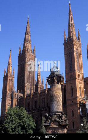 Deutschland, Hessen, Wiesbaden, die neugotische Marktkirche. Stockfoto