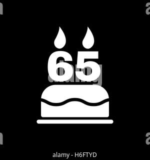 Die Geburtstagstorte mit Kerzen in Form von Nummer 65-Symbol. Geburtstag-Symbol. Flache Vektor-illustration Stock Vektor