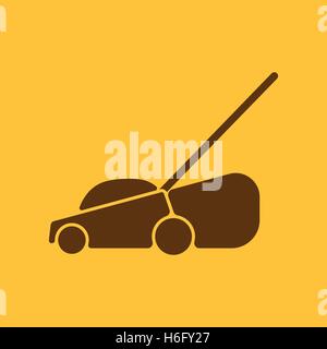 Der Rasenmäher-Symbol. Grass-Symbol. Flache Vektor-illustration Stock Vektor