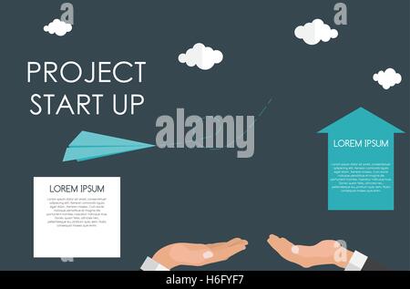Helfende Hand. Schnelle Inbetriebnahme flache Konzept. Vektor-Illustration. Stock Vektor