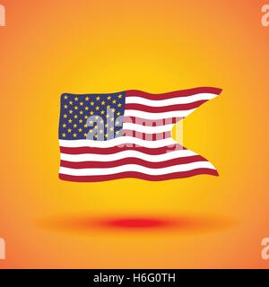 Abbildung einer wehenden Flagge der Vereinigten Staaten von Amerika. Tag der Unabhängigkeit Stock Vektor