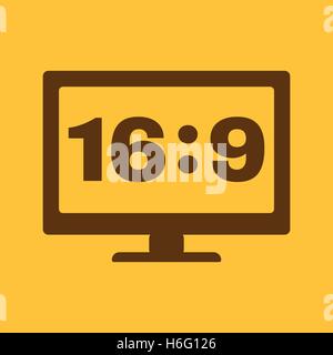Das Seitenverhältnis 16 9 Breitbild-Symbol. TV und Video-Symbol. Wohnung Stock Vektor