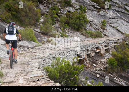 Insel Elba, Wandern und Mountainbiken auf den Wanderwegen des Monte Perone, sechs Weg auf der alten Straße Stockfoto
