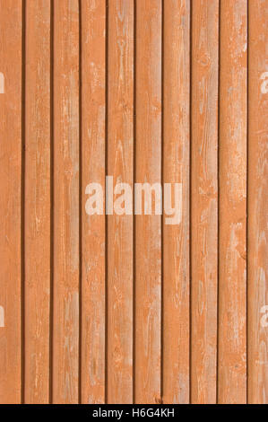 Natürliche alte Holz-Zaun Bretter aus Holz schließen Board Textur überlappende hell rötlich braunen vertikalen Terrakotta Hintergrundmuster Stockfoto