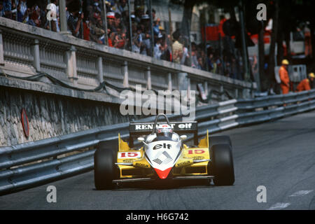 Alain Prost Formel 1 Renault-Turbo 1981 Monaco Stockfoto