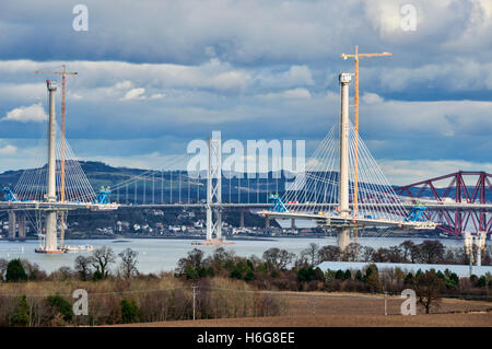 Bau neuer Forth Bridge, Brücken, West Lothian, Edinburgh, Scotland, UK Stockfoto