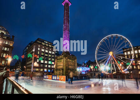 George Square Glasgow, Weihnachtsbeleuchtung und Dekorationen, Schottland, UK Stockfoto