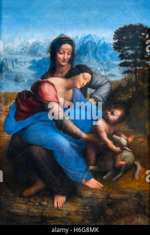 Jungfrau und Kind mit St. Anne von Leonardo da Vinci (1452 – 1519), Öl auf Pappelholz, 1500-1513 Stockfoto