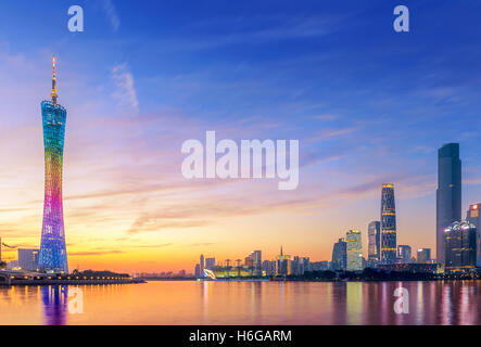 Haixinsha Guangzhou Abend Landschaft Stockfoto