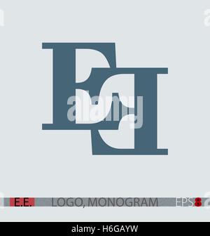 E. E. Vektor Monogramm oder Logo für Personen und Firmen, auf isolierte Hintergrund. Stock Vektor