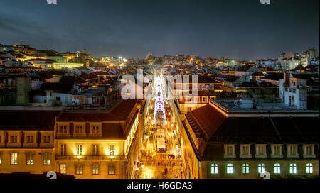 Schöne fast Time-Ansicht der alten Innenstadt in der Stadt von Lissabon, Portugal Stockfoto