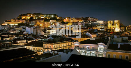 Schöne fast Time-Ansicht der alten Innenstadt in der Stadt von Lissabon, Portugal Stockfoto