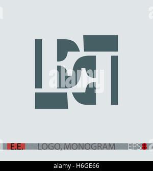 E. E. Vektor Monogramm oder Logo für Personen und Firmen, mit transparenten Buchstaben auf isolierte Hintergrund. Stock Vektor