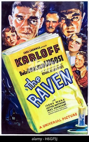 Der Rabe (1935) Regie: Lew Landers und starring Boris Karloff, Bela Lugosi und Lester Matthews. Ein Arzt hat eine ungesunde Obsession für alles, was mit den Werken von Edgar Allan Poe! Stockfoto