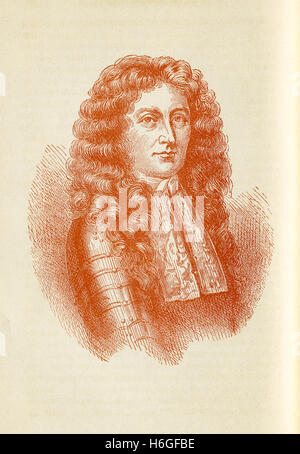 Sir Edmund Andros (1637-1714) war ein britischer Gouverneur in den USA. Er wurde stark kritisiert, als er Gouverneur von New York wegen seiner High-handed Methoden war. Dann wurde er Gouverneur des Dominion of New England im Jahre 1686, aber er wurde durch Kolonisten im Jahre 1689 abgesetzt. Er diente als Gouverneur von Virginia von 1692-1697. Diese Illustration erschien der Roman "Zweimal erzählt Geschichten", des amerikanischen Schriftstellers Nathaniel Hawthorne (1804-1864). Stockfoto