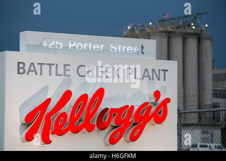 Ein Logo Zeichen außerhalb der Kellogg Battle Creek Werk in Battle Creek, Michigan am 16. Oktober 2016. Stockfoto