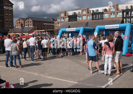 Beach Rugby-Wochenende in Gloucester Docks, Südengland Stockfoto