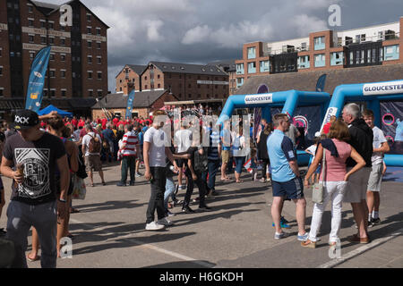 Beach Rugby-Wochenende in Gloucester Docks, Südengland Stockfoto