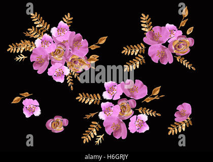 Aquarell Blumen Rosen Pfingstrosen Musterdesign. Stockfoto