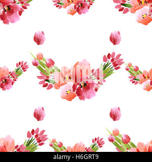 Aquarell Blumen Rosen Pfingstrosen Kollektion Stockfoto