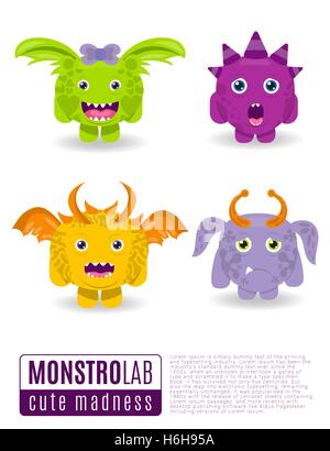 Vektor-Illustration-Monster mit toothy Grins. Stock Vektor