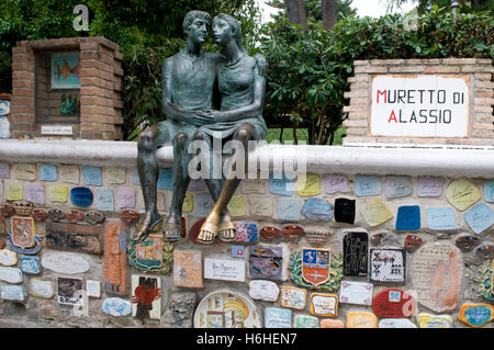 Zahlen und Zeichen an der Wand, Il Muretto, Alassio, Riviera, Ligurien, Italien, Europa Stockfoto