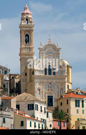 Barocke Kirche von San Giovanni Battista in der Altstadt, Cervo, Riviera, Ligurien, Italien, Europa Stockfoto