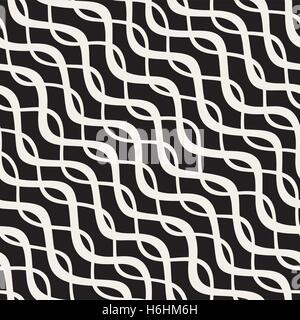 Vektor nahtlose handgezeichnete Wellenlinien Gittermuster. Abstrakten geometrischen Hintergrunddesign Stock Vektor