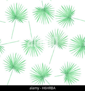 Aquarell Palmblätter tropischen Musterdesign isoliert auf weiss. Stockfoto