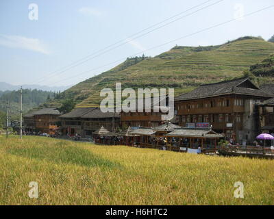 Dazhai traditionelles Dorf und Reis-Terrassen in Guilin, Provinz Guangxi, China Stockfoto