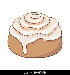 Frisch gebackene Zimtbrötchen mit süßen Zuckerguss. Vektor-Illustration. Stock Vektor