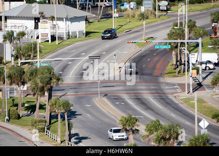 Pensacola Beach Florida USA Übersicht über eine Kreuzung von Ampeln gesteuert Stockfoto