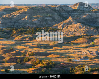 Szene aus Hügel in der Nähe von Buck Hill, South Unit, Theodore-Roosevelt-Nationalpark in North Dakota. Stockfoto