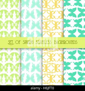 Set von nahtlosen abstrakte Frühling Hintergründen mit Schmetterlingen für Scrapbooking Vektor Stock Vektor