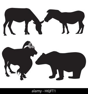 Satz von Silhouetten von großen Säugetieren Vektor Stock Vektor
