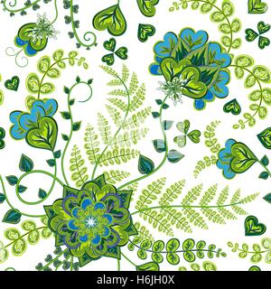 Eleganz bunten Textur für die Verzierung der Hintergrund. Nahtlose Muster mit der Fantasie Hand zeichnen Blumen. Florale Vektor-Illustration. Stock Vektor