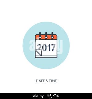 Flache Kalendersymbol. Datum und Uhrzeit Hintergrund. Neues Jahr. 2017. Weihnachten. Dezember. Stock Vektor