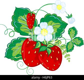 Erdbeeren Hand Draw Cartoon Vektorgrafiken. Stock Vektor