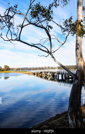 Malerischer Blick auf Wallaga Lake in der Nähe von Bermagui, New South Wales, NSW, Australien Stockfoto