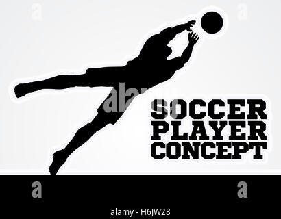 Eine stilisierte Darstellung der Silhouette Fußball Fußball Spieler Halter ein Ziel speichern tauchen den Ball fängt Stockfoto