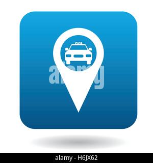 Kartenzeiger mit Taxi-Symbol im flachen Stil Stock Vektor