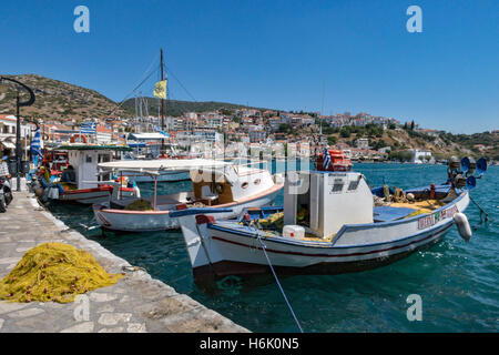 Malerische Aussicht von Pythagorio Hafen Insel Samos Griechenland Stockfoto